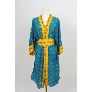 Carolina K Floral Cotton Silk Kimono Duster Coat Size S